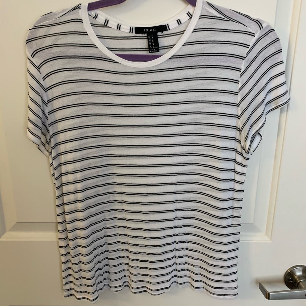 F21 Black and White Striped Tee